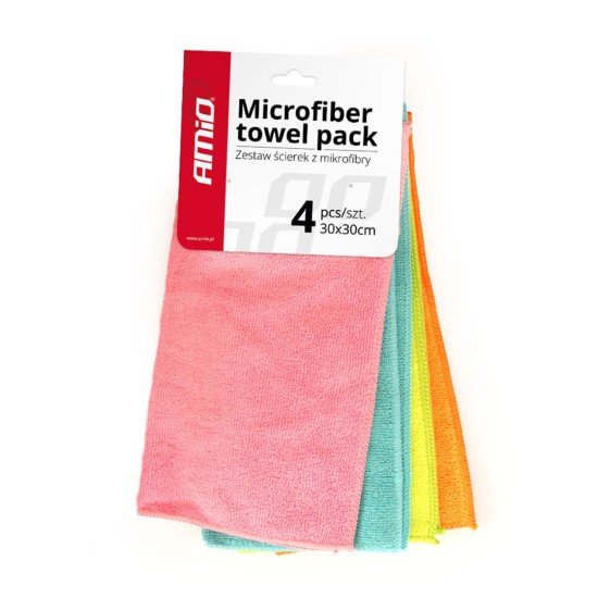 ΠΑΝΙΑ ΓΥΑΛΙΣΜΑΤΟΣ ΜΕ ΜΙΚΡΟΙΝΕΣ (MICROFIBER) CWASH-02 30x30cm (ΧΡΩΜΑΤΙΣΤΑ) AMiO - 4 ΤΕΜ.-Amio-01046/AM
