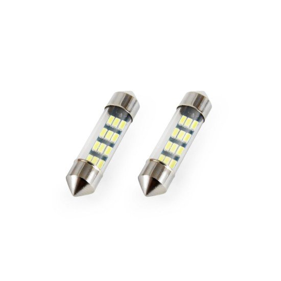 ΛΑΜΠΑΚΙΑ ΠΛΑΦΟΝΙΕΡΑΣ STANDARD FESTOON C5W 36mm - 12V - 0,5W - 5600K - 12LED (ΛΕΥΚΟ/ΨΥΧΡΟ) AMiO - 2 ΤΕΜ.-Amio-01090/AM