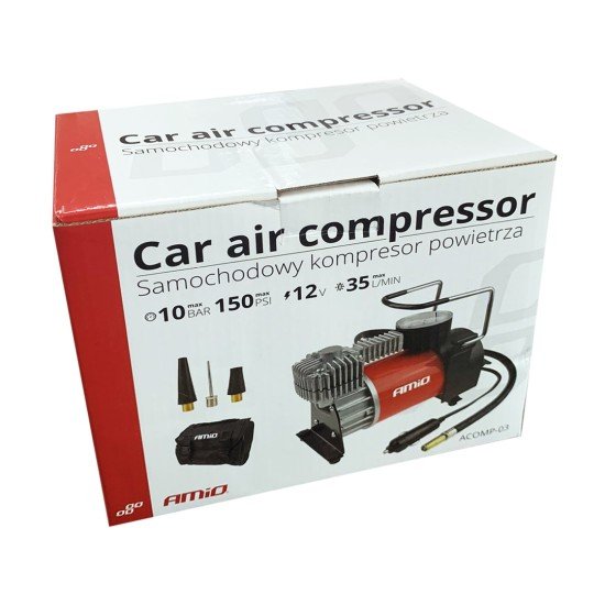 ΚΟΜΠΡΕΣΕΡ ΑΕΡΑ ΜΕΤΑΛΛΙΚΟ 12V 10BAR-150PSI-35L/min ΜΕ ΘΗΚΗ/ΜΑΝΟΜΕΤΡΟ/ΦΙΣ ΑΝΑΠΤΗΡΑ/3 ΑΝΤΑΠΤΟΡΕΣ/ΚΑΛΩΔΙΟ 300 cm AMiO - 1 ΤΕΜ.-Amio-01135/AM ΚΟΜΠΡΕΣΕΡ ΑΕΡΑ ΜΕΤΑΛΛΙΚΟ 12V 10BAR-150PSI-35L/min ΜΕ ΘΗΚΗ/ΜΑΝΟΜΕΤΡΟ/ΦΙΣ ΑΝΑΠΤΗΡΑ/3 ΑΝΤΑΠΤΟΡΕΣ/ΚΑΛΩΔΙΟ 300 cm AMiO - 1 ΤΕΜ.-Amio-01135/AM