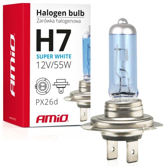 ΛΑΜΠΑ ΑΛΟΓΟΝΟΥ H7 PX26d 12V/55W/4200K SUPER WHITE ΑMiO - 1 TEM.-Amio-01157/AM ΛΑΜΠΑ ΑΛΟΓΟΝΟΥ H7 PX26d 12V/55W/4200K SUPER WHITE ΑMiO - 1 TEM.-Amio-01157/AM
