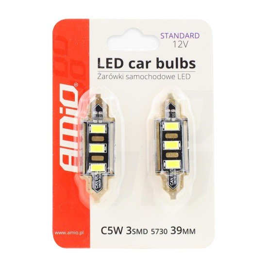 ΛΑΜΠΑΚΙΑ ΠΛΑΦΟΝΙΕΡΑΣ 39mm 12V 5.600K 3xSMD 5730 LED AMIO - 2 ΤΕΜ.-Amio-01450/AM ΛΑΜΠΑΚΙΑ ΠΛΑΦΟΝΙΕΡΑΣ 39mm 12V 5.600K 3xSMD 5730 LED AMIO - 2 ΤΕΜ.-Amio-01450/AM