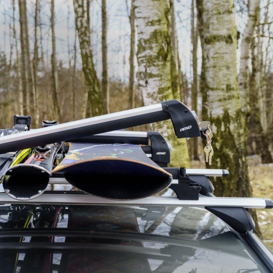 Amio - Βάση Σκι Οροφής SSR-01L από Αλουμίνιο για 6 ζευγάρια Σκι ή 3 σανίδες Snowboard με μήκος 760 mm - 1 Ζευγάρι (02591/AM)-Amio-02591/AM