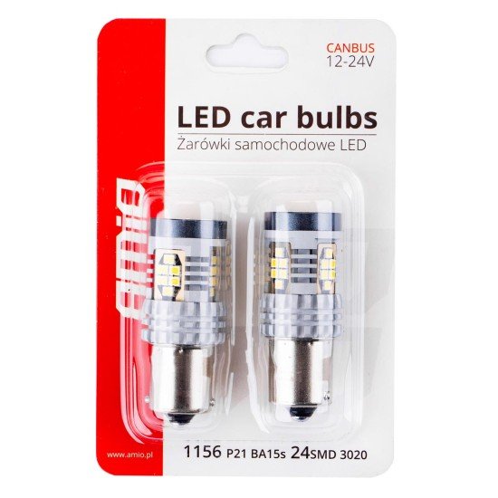 ΛΑΜΠΑΚΙΑ ΜΟΝΟΠΟΛΙΚΑ LED ΛΕΥΚΑ CAN-BUS P21W BA15S 12/24V 24xSMD 3020 ΑMiO - 2 TEM.-Amio-02797/AM ΛΑΜΠΑΚΙΑ ΜΟΝΟΠΟΛΙΚΑ LED ΛΕΥΚΑ CAN-BUS P21W BA15S 12/24V 24xSMD 3020 ΑMiO - 2 TEM.-Amio-02797/AM