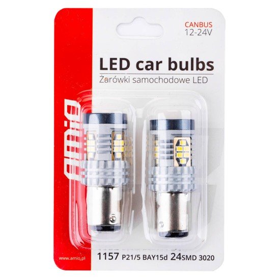 ΛΑΜΠΑΚΙΑ ΔΙΠΟΛΙΚΑ LED ΛΕΥΚΑ CAN-BUS P21/5w BAY15D 12/24V 24xSMD 3020 ΑMiO - 2 TEM.-Amio-02798/AM ΛΑΜΠΑΚΙΑ ΔΙΠΟΛΙΚΑ LED ΛΕΥΚΑ CAN-BUS P21/5w BAY15D 12/24V 24xSMD 3020 ΑMiO - 2 TEM.-Amio-02798/AM