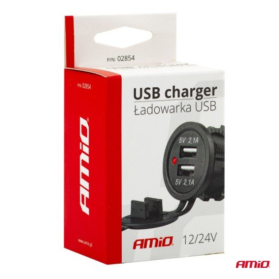 ΠΡΙΖΑ ΜΕ 2 ΘΥΡΕΣ USB 12/24V - 2x5V/2.1A Φ37mmX51mm MOD-04 AMIO-Amio-02854/AM ΠΡΙΖΑ ΜΕ 2 ΘΥΡΕΣ USB 12/24V - 2x5V/2.1A Φ37mmX51mm MOD-04 AMIO-Amio-02854/AM