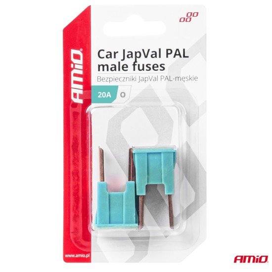 ΑΣΦΑΛΕΙΕΣ JapVal PAL O ΑΡΣΕΝΙΚΕΣ 20A ΣΕ ΓΑΛΑΖΙΟ ΧΡΩΜΑ AMIO - 2 Τεμ.-Amio-03396/AM