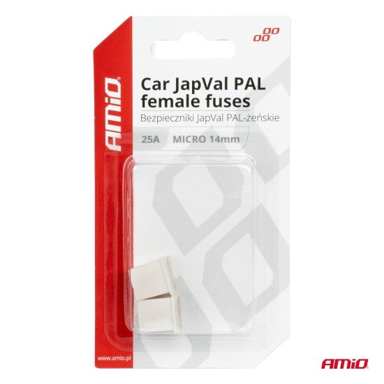 ΑΣΦΑΛΕΙΕΣ JapVal PAL ΜICRO 14mm ΘΗΛΥΚΕΣ 25A ΣΕ ΛΕΥΚΟ ΧΡΩΜΑ AMIO - 2 Τεμ.-Amio-03452/AM