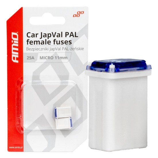 ΑΣΦΑΛΕΙΕΣ JapVal PAL ΜICRO 11mm ΘΗΛΥΚΕΣ 25A ΣΕ ΛΕΥΚΟ ΧΡΩΜΑ AMIO - 2 Τεμ.-Amio-03459/AM