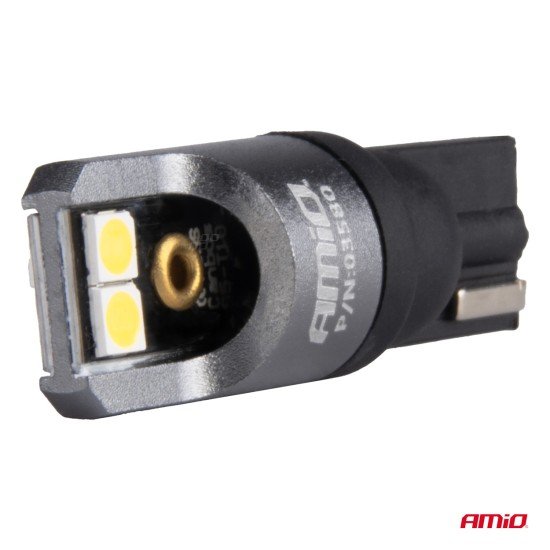 ΛΑΜΠΑΚΙΑ T10 W5W 12/24V 6.000K 4xSMD LED FULL CAN-BUS ΛΕΥΚΟ 3030 PRO SERIES AMIO - 2 Τεμ.-Amio-03580/AM