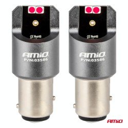 ΛΑΜΠΑΚΙΑ P21/5W BAY15d 12/24V 6.000K 4xSMD LED CAN-BUS ΚΟΚΚΙΝΟ PRO SERIES AMIO - 2 Τεμ.-Amio-03586/AM ΛΑΜΠΑΚΙΑ P21/5W BAY15d 12/24V 6.000K 4xSMD LED CAN-BUS ΚΟΚΚΙΝΟ PRO SERIES AMIO - 2 Τεμ.-Amio-03586/AM