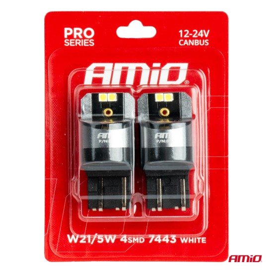 ΛΑΜΠΑΚΙΑ W21/5W 7443 12/24V 6.000K 4xSMD LED CAN-BUS ΛΕΥΚΟ PRO SERIES AMIO - 2 Τεμ.-Amio-03591/AM ΛΑΜΠΑΚΙΑ W21/5W 7443 12/24V 6.000K 4xSMD LED CAN-BUS ΛΕΥΚΟ PRO SERIES AMIO - 2 Τεμ.-Amio-03591/AM