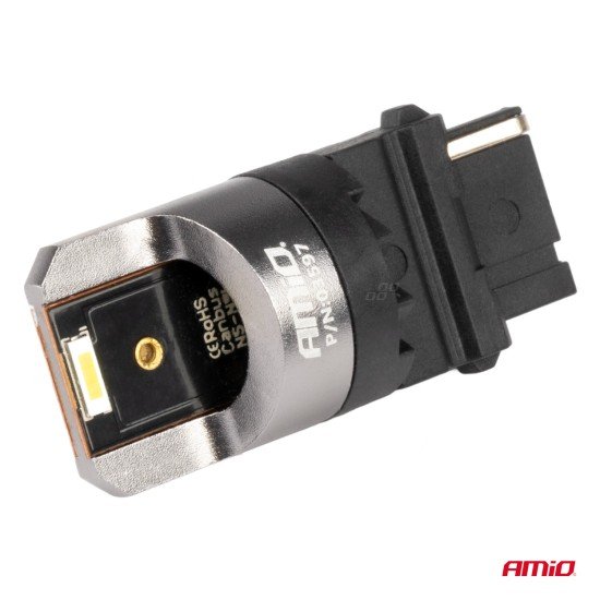 ΛΑΜΠΑΚΙΑ P27W 12/24V 6.000K 2SMD LED FULL CAN-BUS ΛΕΥΚΟ PRO SERIES AMIO - 2 Τεμ.-Amio-03597/AM