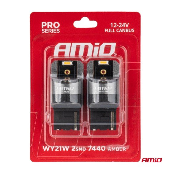 ΛΑΜΠΑΚΙΑ WY21W 7440 12/24V 6.000K 2xSMD LED FULL CAN-BUS ΠΟΡΤΟΚΑΛΙ PRO SERIES AMIO - 2 Τεμ.-Amio-03600/AM ΛΑΜΠΑΚΙΑ WY21W 7440 12/24V 6.000K 2xSMD LED FULL CAN-BUS ΠΟΡΤΟΚΑΛΙ PRO SERIES AMIO - 2 Τεμ.-Amio-03600/AM