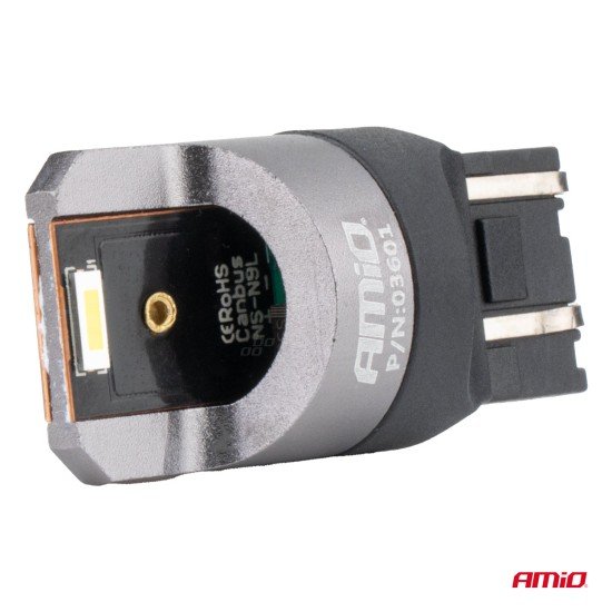 ΛΑΜΠΑΚΙΑ W21/5W 7443 12/24V 6.000K 2xSMD LED FULL CAN-BUS ΛΕΥΚΟ PRO SERIES  AMIO - 2 Τεμ.-Amio-03601/AM