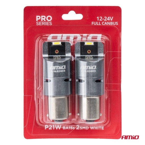 ΛΑΜΠΕΣ P21W BA15S 12/24V 6.000K 2xSMD LED FULL CAN-BUS (ΜΕ ΑΝΕΜΙΣΤΗΡΑΚΙ) ΛΕΥΚΟ PRO SERIES AMIO - 2 ΤΕΜ.-Amio-03603/AM ΛΑΜΠΕΣ P21W BA15S 12/24V 6.000K 2xSMD LED FULL CAN-BUS (ΜΕ ΑΝΕΜΙΣΤΗΡΑΚΙ) ΛΕΥΚΟ PRO SERIES AMIO - 2 ΤΕΜ.-Amio-03603/AM
