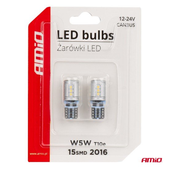 T10e W5W 12/24V 15x2016 SMD LED CAN-BUS ΛΕΥΚΟ 2ΤΕΜ. AMIO-Amio-03723/AM T10e W5W 12/24V 15x2016 SMD LED CAN-BUS ΛΕΥΚΟ 2ΤΕΜ. AMIO-Amio-03723/AM