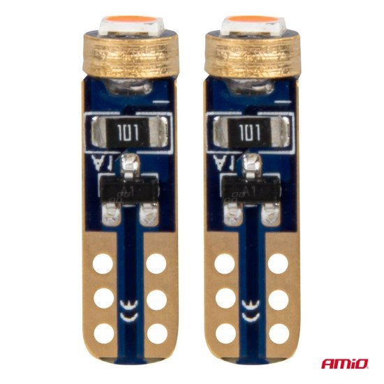 ΛΑΜΠΑΚΙΑ T5 W1W 12V 1SMD LED ΚΟΚΚΙΝΑ AMIO - 2 ΤΕΜ.-Amio-03727/AM