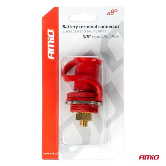 ΠΟΛΟΣ ΜΠΑΤΑΡΙΑΣ ΘΕΤΙΚΟΣ 3/8'' M10 max.48V 250A ΣΕ ΚΟΚΚΙΝΟ ΧΡΩΜΑ ΜΕ ΚΑΠΑΚΙ AMIO - 1 Τεμ.-Amio-03814/AM ΠΟΛΟΣ ΜΠΑΤΑΡΙΑΣ ΘΕΤΙΚΟΣ 3/8'' M10 max.48V 250A ΣΕ ΚΟΚΚΙΝΟ ΧΡΩΜΑ ΜΕ ΚΑΠΑΚΙ AMIO - 1 Τεμ.-Amio-03814/AM