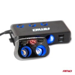 ΑΝΤΑΠΤΟΡΑΣ ΑΝΑΠΤΗΡΑ ΔΙΠΛΟΣ 12/24V ΜΕ ΒΟΛΤΟΜΕΤΡΟ ΜΕ 3 ΘΥΡΕΣ USB AMIO - 1 Τεμ.-Amio-04173/AM ΑΝΤΑΠΤΟΡΑΣ ΑΝΑΠΤΗΡΑ ΔΙΠΛΟΣ 12/24V ΜΕ ΒΟΛΤΟΜΕΤΡΟ ΜΕ 3 ΘΥΡΕΣ USB AMIO - 1 Τεμ.-Amio-04173/AM