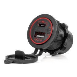 ΠΡΙΖΑ ΜΕ 2 ΘΥΡΕΣ USB ΚΑΙ ΚΑΠΑΚΙ 12/24V QUICK CHARGE 3.0 ΑΔΙΑΒΡΟΧΗ ΜΕ ΚΟΚΚΙΝΟ LED ΦΩΣ ΜΑΥΡΗ ΑΜΙΟ - 1 τεμ.-Amio-04221/AM ΠΡΙΖΑ ΜΕ 2 ΘΥΡΕΣ USB ΚΑΙ ΚΑΠΑΚΙ 12/24V QUICK CHARGE 3.0 ΑΔΙΑΒΡΟΧΗ ΜΕ ΚΟΚΚΙΝΟ LED ΦΩΣ ΜΑΥΡΗ ΑΜΙΟ - 1 τεμ.-Amio-04221/AM