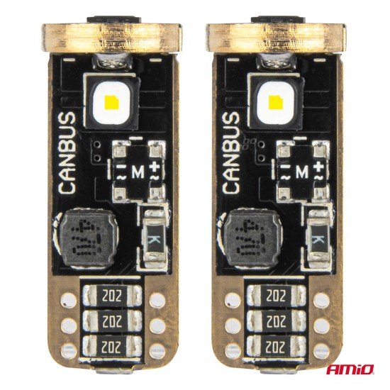 ΛΑΜΠΑΚΙΑ T10 W5W 12V/24V LED CAN-BUS 3xSMD 3838 ΛΕΥΚΟ 5500K ΑΜΙΟ - 2 ΤΕΜ.-Amio-04246/AM ΛΑΜΠΑΚΙΑ T10 W5W 12V/24V LED CAN-BUS 3xSMD 3838 ΛΕΥΚΟ 5500K ΑΜΙΟ - 2 ΤΕΜ.-Amio-04246/AM