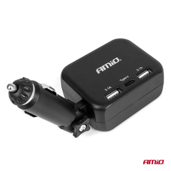 ΑΝΤΑΠΤΟΡΑΣ ΑΝΑΠΤΗΡΑ 12/24V 100W ΜΑΥΡΟΣ/2 ΘΕΣΕΙΣ/1xUSB-A+1xUSB-C/ΠΕΡΙΣΤΡΟΦΗ 180 ΜΟΙΡΩΝ ΑΜΙΟ - 1 ΤΕΜ.-Amio-04357/AM ΑΝΤΑΠΤΟΡΑΣ ΑΝΑΠΤΗΡΑ 12/24V 100W ΜΑΥΡΟΣ/2 ΘΕΣΕΙΣ/1xUSB-A+1xUSB-C/ΠΕΡΙΣΤΡΟΦΗ 180 ΜΟΙΡΩΝ ΑΜΙΟ - 1 ΤΕΜ.-Amio-04357/AM