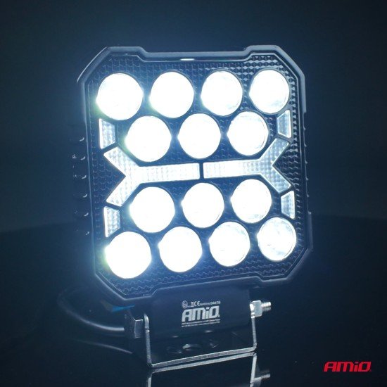 Amio - LED Λάμπα Εργασίας 42W 4200lm 6500K με Προειδοποιητικό Φως (Λευκό + Κίτρινο) – 9–36V Spot Αλουμινένια - 1 τεμ. - (04418/AM)-Amio-04418/AM