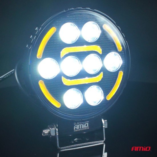 Amio - Προβολέας Εργασίας LED AWL80 SPOT 48W 2400lm με Λευκό + Κίτρινο φώς προειδοποίησης  9/36V - 1 τεμ. (04424/AM)-Amio-04424/AM