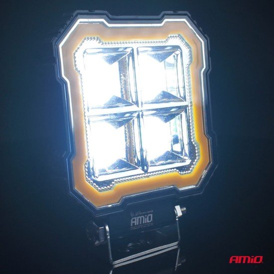 Amio - Προβολέας Εργασίας LED AWL84 FLOOD 48W 4800lm 6500K με σταθερή Κίτρινη LED μπάρα – 9–36V - 1 τεμ. (04428/AM)-Amio-04428/AM