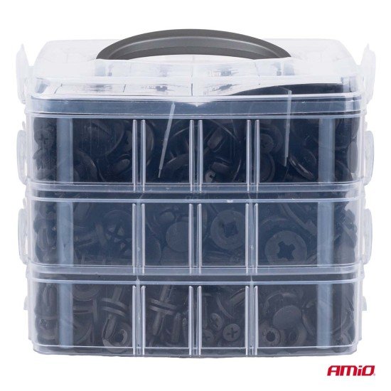 Amio - Σετ Κλιπς & Πριτσινιών Αμαξώματος με Εργαλεία Αφαίρεσης 650 τεμ. – Για Αυτοκίνητα & Μοτοσυκλέτες - 1 τεμ. (04433/AM)-Amio-04433/AM