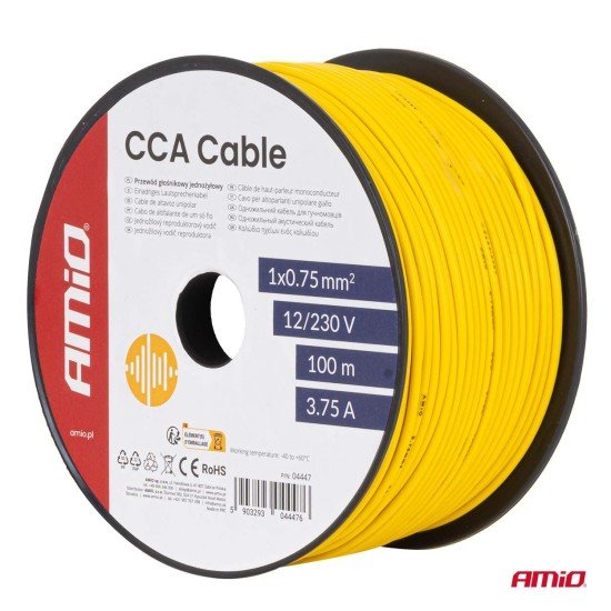 Amio - Καλώδιο Ηχείων CCA 1×0,75mm² 100m – 3,75A / 12-230V - 1 τεμ. (04447/AM)-Amio-04447/AM