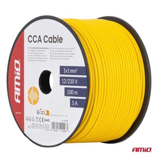 Amio - Μονόκλωνο Καλώδιο Εγκατάστασης CCA 1×1mm² 100m – 5A / 12-230V - 1 τεμ. (04448/AM)-Amio-04448/AM