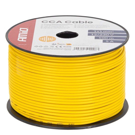 Amio - Μονόκλωνο Καλώδιο Εγκατάστασης CCA 1×1mm² 100m – 5A / 12-230V - 1 τεμ. (04448/AM)-Amio-04448/AM