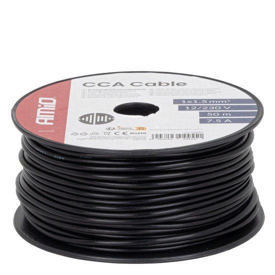 Amio - Μονόκλωνο Καλώδιο Εγκατάστασης CCA 1×1,5mm² 50m – 12/230V - 1 τεμ. (04455/AM)-Amio-04455/AM