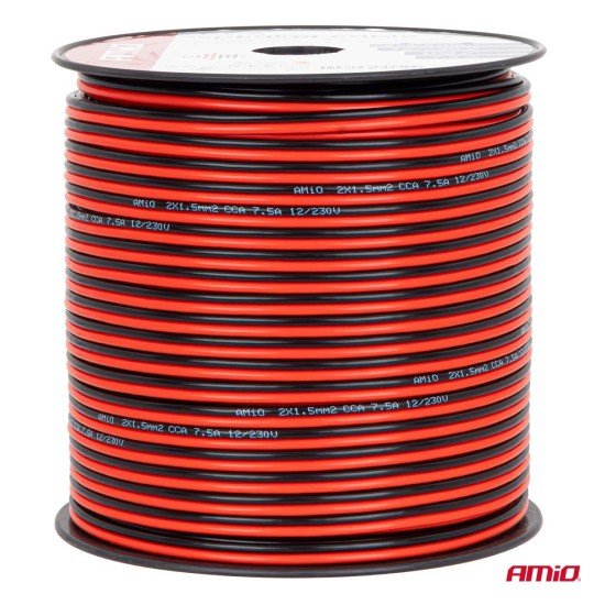Amio - Δίδυμο Καλώδιο Ηχείων CCA 2×1,5mm² 100m - 1 τεμ. (04459/AM)-Amio-04459/AM