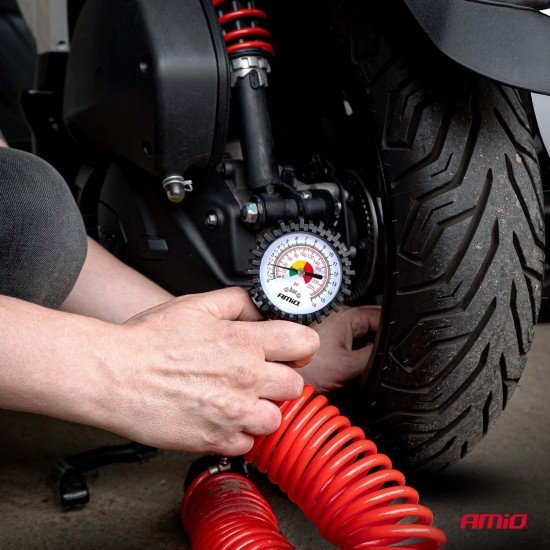 Amio - Επαγγελματικό μηχανικό μανόμετρο πίεσης ελαστικών 16 bar με λαστιχένια προστασία – Αναλογική ένδειξη -1 τεμ. (04467/ΑΜ)-Amio-04467/AM