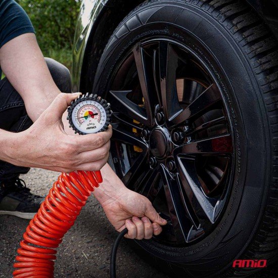 Amio - Επαγγελματικό μηχανικό μανόμετρο πίεσης ελαστικών 16 bar με λαστιχένια προστασία – Αναλογική ένδειξη -1 τεμ. (04467/ΑΜ)-Amio-04467/AM