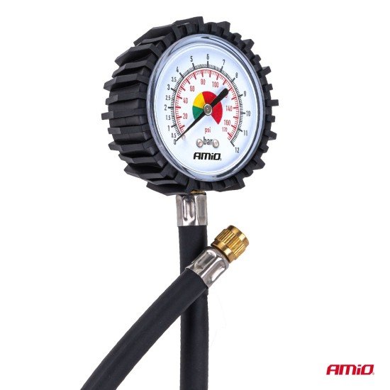 Amio - Επαγγελματικό μηχανικό μανόμετρο πίεσης ελαστικών 12 bar με εύκαμπτο σωλήνα 30cm Αναλογικό - 1 τεμ. (04468/AM)-Amio-04468/AM Amio - Επαγγελματικό μηχανικό μανόμετρο πίεσης ελαστικών 12 bar με εύκαμπτο σωλήνα 30cm Αναλογικό - 1 τεμ. (04468/AM)-Amio-04468/AM