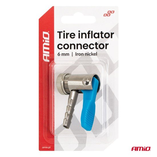 Amio - Προσαρμογέας Ακροφυσίου (Ρακόρ) Φουσκώματος Ελαστικών για σωλήνα διαμέτρου 6mm κατασκευασμένος από κράμα Σιδήρου με επικάλυψη Νικελίου - 1 τεμ. (04497/AM)-Amio-04497/AM Amio - Προσαρμογέας Ακροφυσίου (Ρακόρ) Φουσκώματος Ελαστικών για σωλήνα διαμέτρου 6mm κατασκευασμένος από κράμα Σιδήρου με επικάλυψη Νικελίου - 1 τεμ. (04497/AM)-Amio-04497/AM