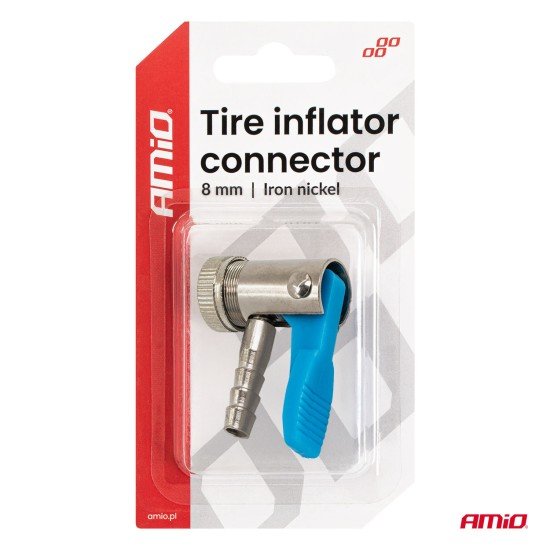 Amio - Προσαρμογέας Ακροφυσίου (Ρακόρ) Φουσκώματος Ελαστικών για σωλήνα διαμέτρου 8mm κατασκευασμένος από κράμα Σιδήρου με επικάλυψη Νικελίου - 1 τεμ. (04498/AM)-Amio-04498/AM Amio - Προσαρμογέας Ακροφυσίου (Ρακόρ) Φουσκώματος Ελαστικών για σωλήνα διαμέτρου 8mm κατασκευασμένος από κράμα Σιδήρου με επικάλυψη Νικελίου - 1 τεμ. (04498/AM)-Amio-04498/AM