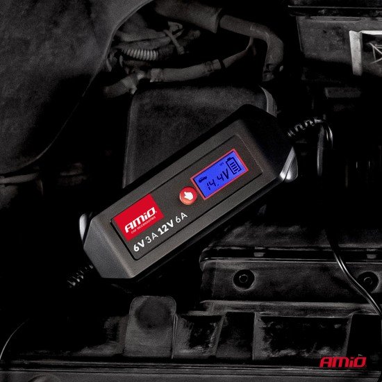 Amio - Φορτιστής Μπαταρίας Ψηφιακός DBC-6A WET AGM GEL τάση λειτουργίας 6/12V ένταση ρεύματος 6A για Επιβατικά Αυτοκίνητα και Μοτοσυκλέτες - 1 τεμ. (04524/AM)-Amio-04524/AM
