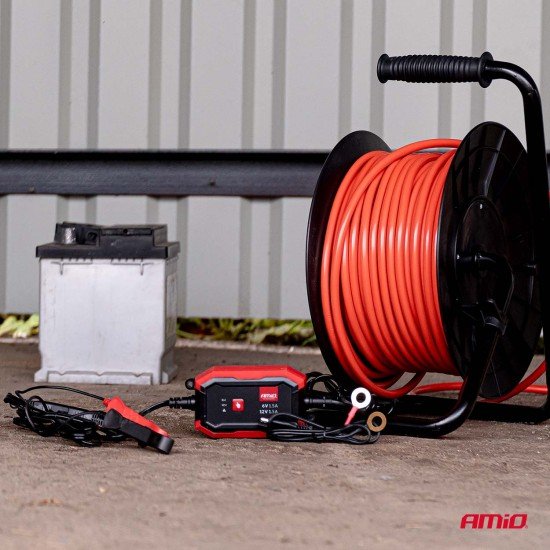 Amio - Φορτιστής Μπαταρίας Ψηφιακός AGM GEL LiFePo4 (LFP) τάση λειτουργίας 6/12V ένταση ρεύματος 1.5A για Επιβατικά Αυτοκίνητα και Μοτοσυκλέτες - 1 τεμ. (04526/AM)-Amio-04526/AM