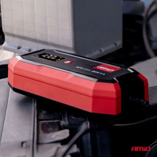 Amio - Φορτιστής Μπαταρίας Ψηφιακός PRO AGM GEL LiFePo4 (LFP) τάση λειτουργίας 12/24V ένταση ρεύματος 10A για Επιβατικά Αυτοκίνητα και Φορτηγά - 1 τεμ. (04228/AM)-Amio-04528/AM
