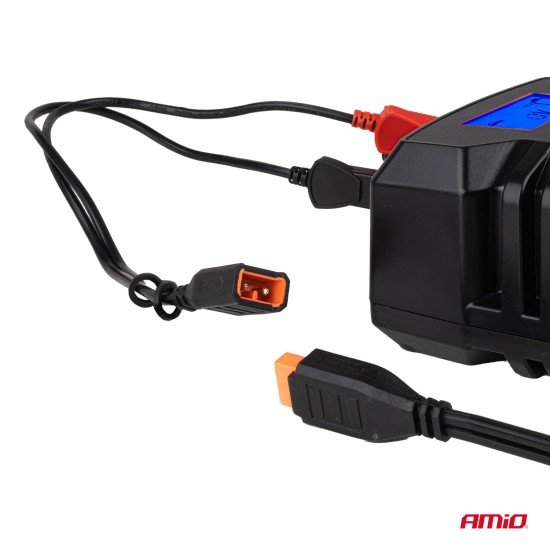 Amio - Φορτιστής Μπαταρίας Ψηφιακός PRO AGM GEL LiFePo4 (LFP) τάση λειτουργίας 6/12V ένταση ρεύματος 4A με γάντζο για Επιβατικά Αυτοκίνητα και Μοτοσυκλέτες - 1 τεμ. (04531/AM)-Amio-04531/AM