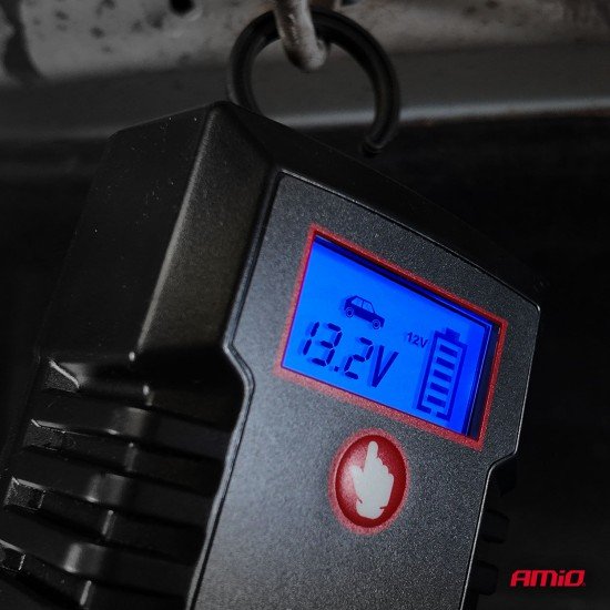 Amio - Φορτιστής Μπαταρίας Ψηφιακός PRO AGM GEL LiFePo4 (LFP) τάση λειτουργίας 12/24V ένταση ρεύματος 8A με γάντζο για Επιβατικά Αυτοκίνητα και Φορτηγά - 1 τεμ. (04533/AM)-Amio-04533/AM