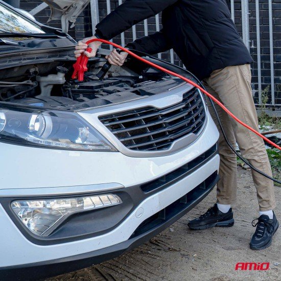 Amio - Καλώδια Φόρτισης Μπαταρίας (Ρευματοδότες) τάση λειτουργίας 12-24V ένταση ρεύματος 480A μήκος 4,5m με πιστοποίηση TUV για Επιβατικά Αυτοκίνητα και Φορτηγά - 1 σετ (04595/AM)-Amio-04595/AM