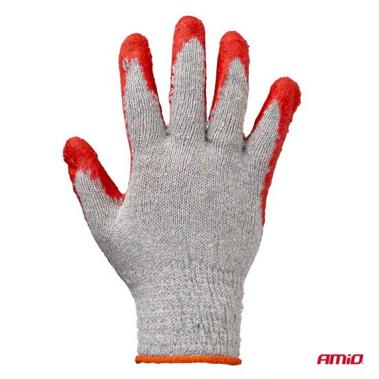 Amio - Γάντια Εργασίας Βαμβακερά με επικάλυψη λάτεξ μέγεθος No.9 γκρι/κόκκινο για Φορτηγά - 1 ζεύγος (04630/MB)-Amio-04630/AM