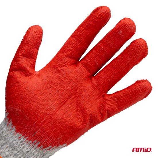 Amio - Γάντια Εργασίας Βαμβακερά με επικάλυψη λάτεξ μέγεθος No.9 γκρι/κόκκινο για Φορτηγά - 1 ζεύγος (04630/MB)-Amio-04630/AM