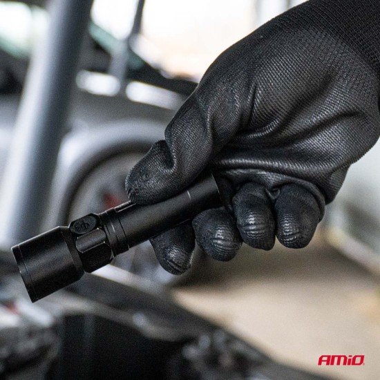 Amio - Γάντια Εργασίας ελαστικά με επικάλυψη πολυουρεθάνης χρώμα μαύρο μέγεθος No.9 - 2 ζευγ. (04632/AM)-Amio-04632/AM