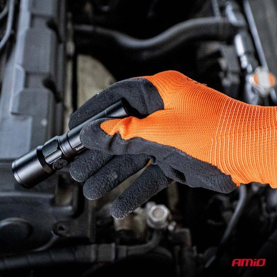 Amio - Γάντια Εργασίας με επικάλυψη αφρού λάτεξ χρώμα πορτοκαλί/μαύρο μέγεθος No.8 - 2 ζευγ. (04639/AM)-Amio-04639/AM